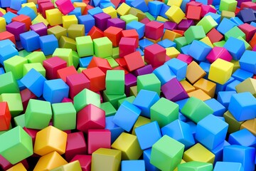 Colorful abstract background with scattered cubes 3D illustration