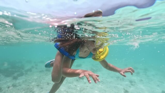 Child Underwater Sport. Summer Water Vacation