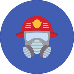 Fireman Mask Multicolor Circle Flat Icon