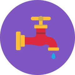 Faucet Multicolor Circle Flat Icon