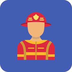 Fireman Multicolor Round Corner Flat Icon