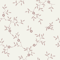 seamless pattern of flowers, branches and leaves