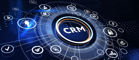 Business, Technology, Internet and network concept. CRM Customer Relationship Management. 3D illustration