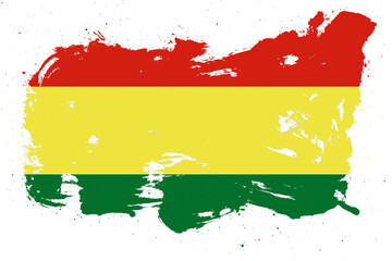 Bolivia flag with painted grunge brush stroke effect on white background