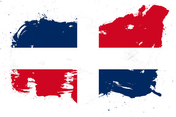 Dominican republic flag with painted grunge brush stroke effect on white background
