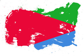 Eritrea flag with painted grunge brush stroke effect on white background