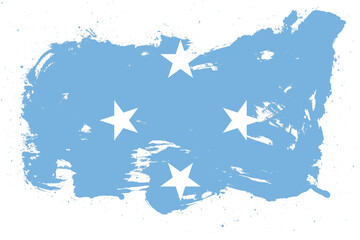 Federated states of micronesia flag with painted grunge brush stroke effect on white background