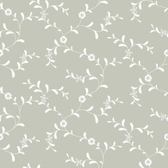 seamless pattern of flowers, branches and leaves