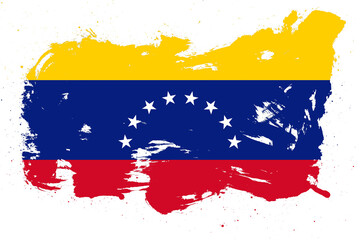 Venezuela flag with painted grunge brush stroke effect on white background