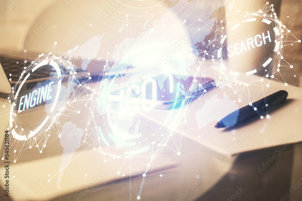 Aufkleber double exposure of blockchain theme drawing and cell phone background. concept of cryptomarket