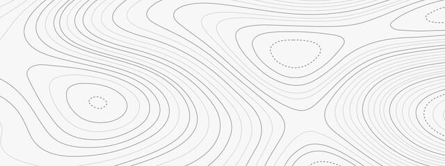 Fototapeta na wymiar The stylized black and white abstract topographic map with lines and circles background. Topography gradient linear background with copy space. Vector illustration.