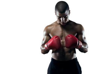 Male Athlete Boxer Punching. Sport transparent background.	