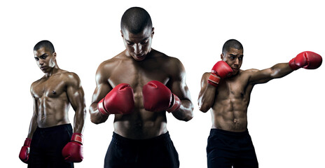 Male Athlete Boxer Punching. Sport transparent background.	