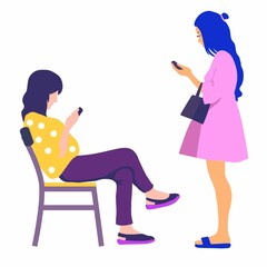 Two girls with phones