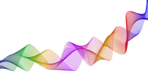 Abstract multicolored waves on white background. Electronic color sound waves. Vector illustration.