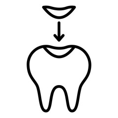 Dental filling outline icon. Tooth decay Vector illustration.