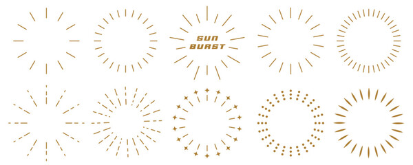 サンバーストイラスト10点セット　演出効果やタイトルフレームに
