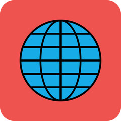 Globe Multicolor Round Corner Filled Line Icon