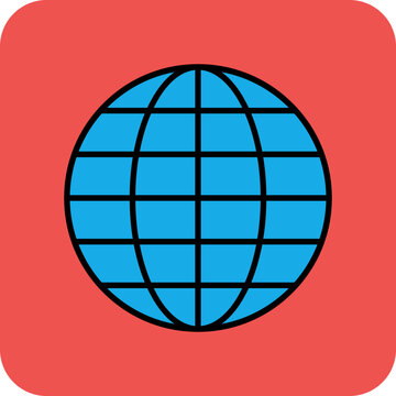Globe Multicolor Round Corner Filled Line Icon
