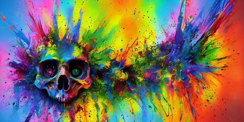 rainbow skull explosion