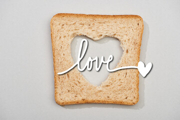 top view bread slice carved