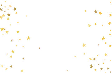 Star confetti. Gold casual confetti background. Bright design pattern.
