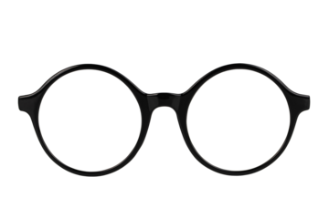 unisex eyeglass frame made of black plastic, insulated on a white background
