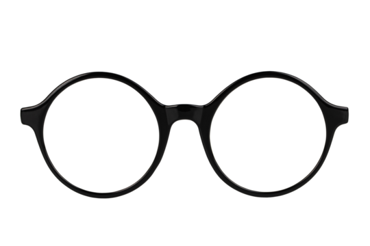 unisex eyeglass frame made of black plastic, insulated on a white background