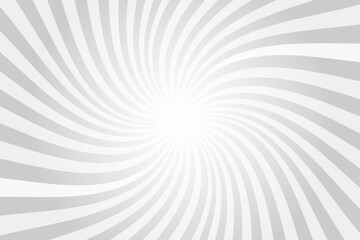 Sun rays background. White and gray radial swirl abstract comic pattern. Vector spiral explosion abstract lines backdrop