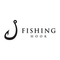 Vintage fish hook template logo as a fishing tool. Logo for business, hook shop or fishing shop, fishing, label and stamp.