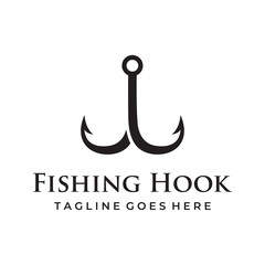 Vintage fish hook template logo as a fishing tool. Logo for business, hook shop or fishing shop, fishing, label and stamp.
