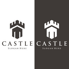 Naklejka premium Antique castle logo template creative design, Historical ancient castle.Logos for businesses and museums.
