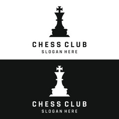 Chess strategy game template logo with kings, pawns and rooks. Logos for tournaments, chess teams and games.