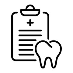 Clipboard with checklist and tooth outline icon. illustration.