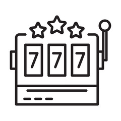 Slot machine outline icon. Lucky seven 777 illustration.