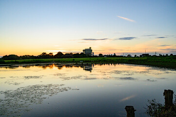 Naklejka premium 新潟 福島潟の夕景