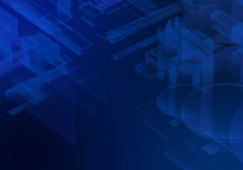 Abstract 3d blue blockchain isometric digital technology texture background.;