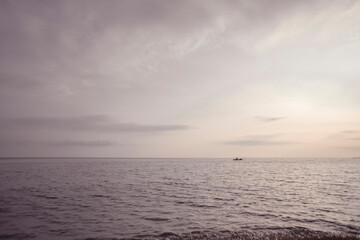 Sea scape of local destination on East Java when Sunrise time. The photo is suitable to use for...