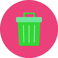 Bin Multicolor Circle Flat Icon