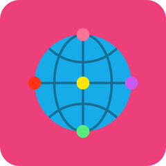 Internet Multicolor Round Corner Flat Icon