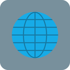 Globe Multicolor Round Corner Flat Icon