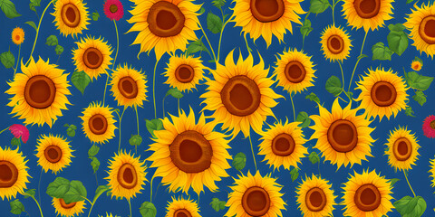 seamless pattern with sunflowers