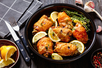 roast chicken thighs with lemon, thyme and spices