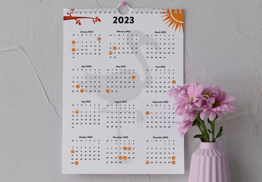 One Page Calander Design 2023