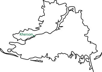 Map of Kherson, Ukraine. Schematic representation of the Kherson region. War in Ukraine 2022. Liberation of Kherson.