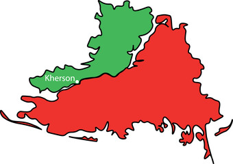 Map of Kherson, Ukraine. Schematic representation of the Kherson region. War in Ukraine 2022. Liberation of Kherson.