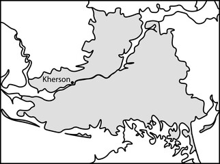 Map of Kherson, Ukraine. Schematic representation of the Kherson region. War in Ukraine 2022. Liberation of Kherson.