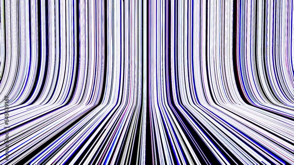 Wall mural futuristic abstract digital graphic of color curve lines with glowing ray effect on the background. 