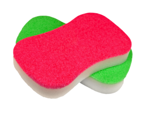 Haushaltsschwamm grün rot weiss freigestellt  Hintergrund transparent