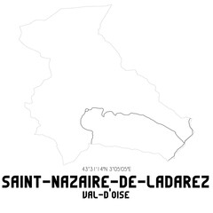 SAINT-NAZAIRE-DE-LADAREZ Val-d'Oise. Minimalistic street map with black and white lines.